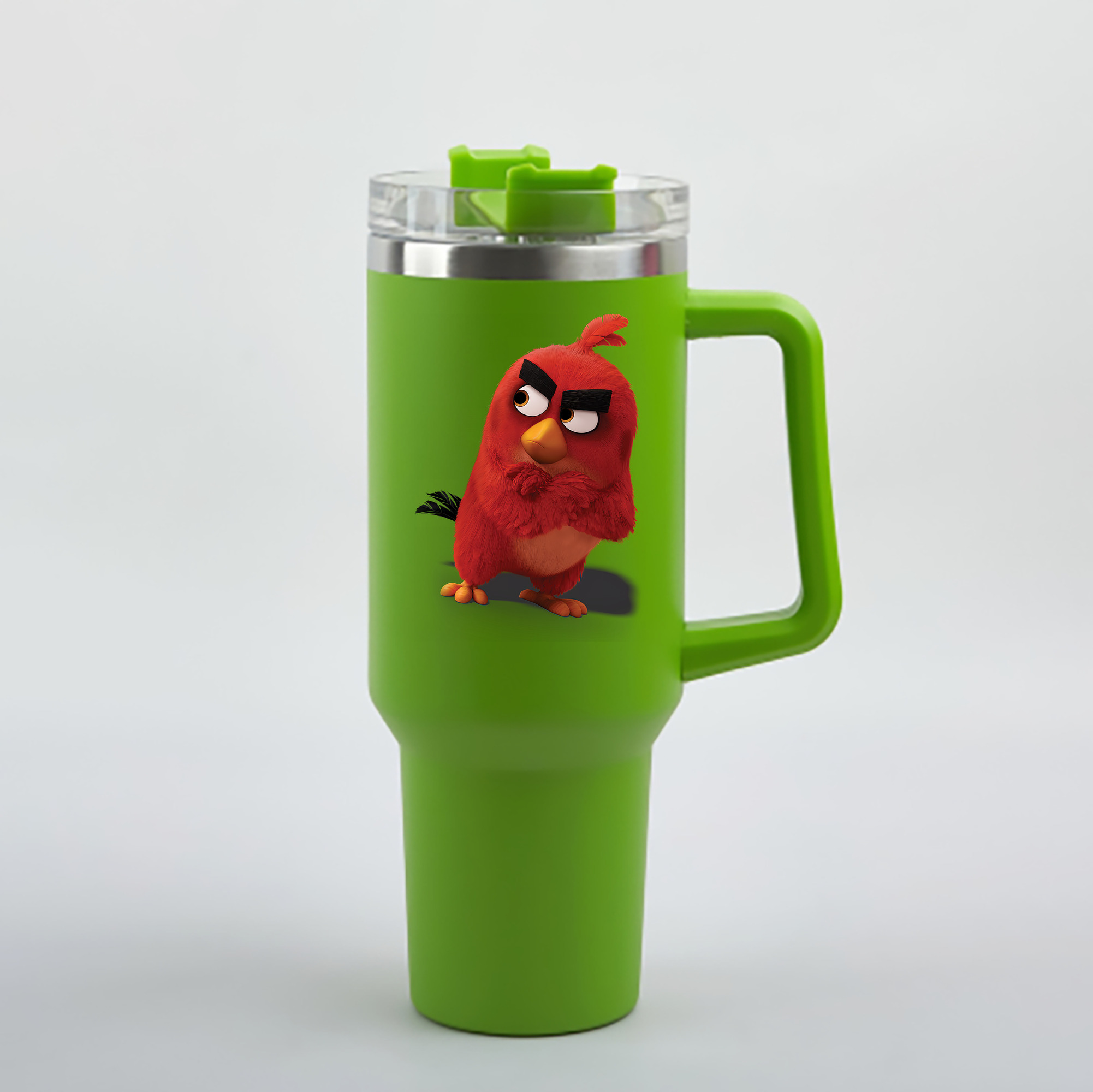 （画像用） Angry Birds アングリーバード 1200mL車用タンブラー - クリスタルステッカー（プラスチックストロー付き）